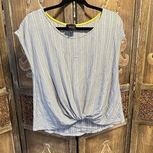 W5  Anthropologie Blue White  Striped Front Knotted Cap Sleeve  XL C13